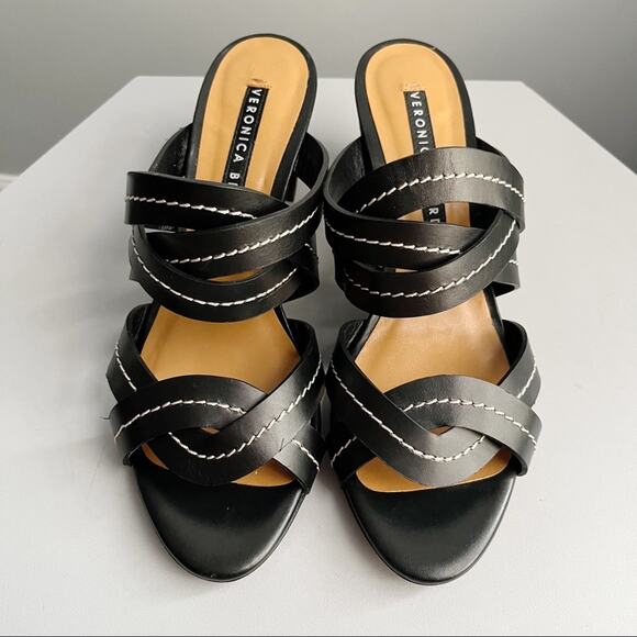 Veronica Beard Black Leather Sandals - Picture 7 of 11